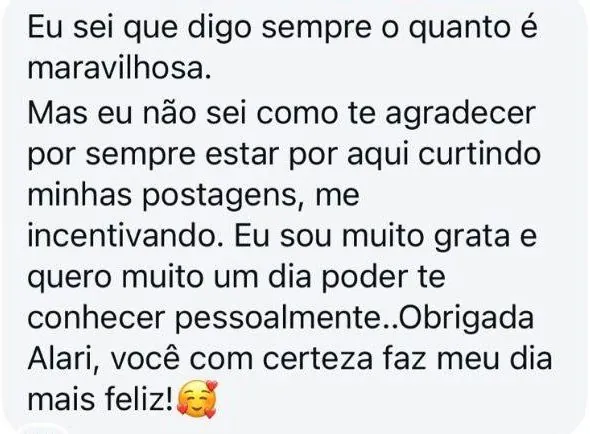 Print do depoimento da aluna